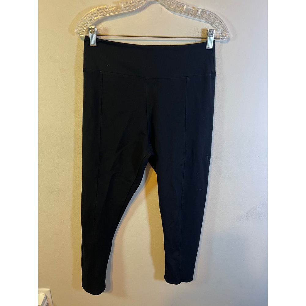 RN#142614 Womens Leggings High Waisted Front Seam Black Size L